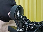 Dirty boots fetish. My personal shoe brush. Boot licking. Dominatrix Nika loves her boots clean and shiny.