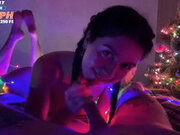 Stepsister Gives Cousin a Juicy New Year's Blowjob and Takes Cum in Her Mouth