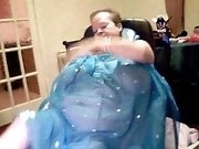 Ugly and obese granny exposes her disgusting fat body on webcam