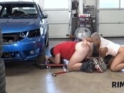 'RIM4K. Mechanics busty wife comes to the garage and worships his ass'