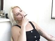 Sexy lascivious smoking by petite blond Amber!