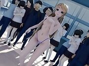 Sexy hot cute girl dancing in bikini in front of hot naked