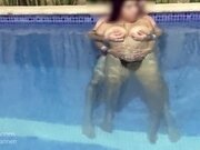 'Busty teen showing boobs on public pool, we were caught fucking'