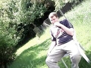 Sexy young couple pussy fucking in the park