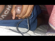 Indian gay boy is masturbating with his big dick while at night.