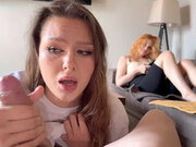 Pov: Stepsisters Friend Lost Her Mouth in Cards. Cum in Her Mouth