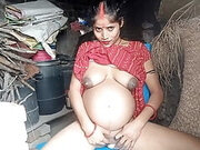 The bihari girl went the roof and was pressing something and fingrring her pussy