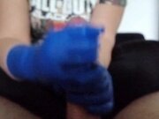 'Gaming Friend got a handjob with my new blue latex gloves'