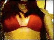 Beautiful brunette teen flashing her tits on webcam