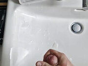 Powerful cumshot in the bathroom