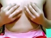 Desi girl pressing her small tits