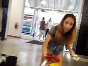 Candid voyeur teen tight ass and legs showing cheek shopping