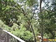 Blonde babe bj and anal outdoor in barcelona with facial cum
