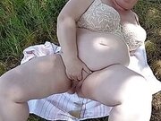 public masturbation in the park with a squirt from a fat woman