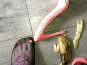 Cd sissy nylon feet crush banana
