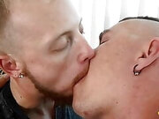 Two Hunks Slurps Each Others Tongue In An Intense Kiss