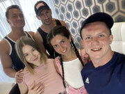 Home Sex Gangbang of Two Beauties and Big Dicks Guys