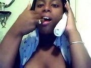 Awesome ebony fresh babe on webcam masturbating and talking