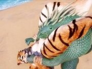 'Wild Life / Scaly Furry Porn Dragon with Tiger Girl'