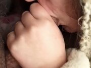 'Cute HUGE TITS teen sucks dick and gets TITS covered with cum!'