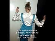 Boss cums on satin blouse secretary