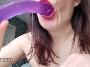 'Fuck my throat with a long cock and bathe my boobs in saliva'