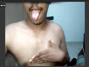 indian guy jerks his black cock wearing his mom's panty