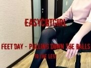 'Mistress teaches her slave to squat correctly by stimulating his balls EasyCBTGirl'