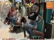 'The Sims 4:8 people gym weightlifting machine training sex'