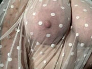 Gorgeous big boobs close-up. MILF saggy tits.