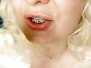 BRACES fetish - ASMR clip of eating MUKBANG...