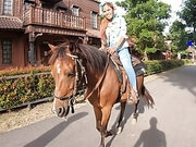 Riding a horse and fucked in a saloon with perfect ass Thai GF