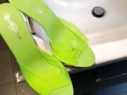 High Heels Paradise and Cum on Green Mules