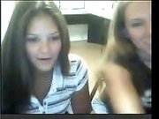 Two young college chicks from the girls dorm give lesbo show on webcam