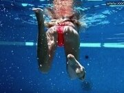 'Russian pornstar hot babe Mary Kalisy strips underwater'