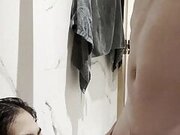 Shower sex after gym - Watch my boyfriend cum in my mouth