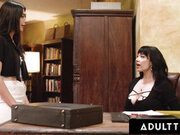 ADULT TIME - Horny Gal Ritchie Scissors Lesbian Boss Little Puck Boss After Mistakenly Sending Nudes