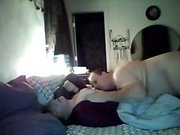 Fucking my fat mature white wife in missionary style on webcam
