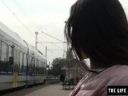 "Tall skinny girl almost caught masturbating in public at a train station"