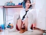 'Japanese Sissy Femboy Anal in Chasity & Fox tail'