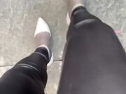 Walking outside in heels