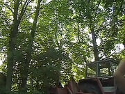 Horny German slut leashed up by her master outdoors