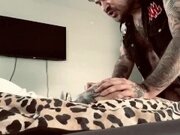 'Tattooed punk boy fucks tatted punk girl from behind after she gets her clit pierced '