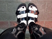 cute feet latex leggings